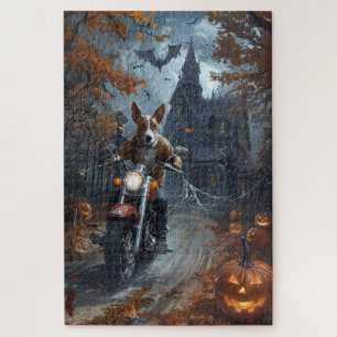 Basenji Riding Motorfiets Halloween Eng Legpuzzel
