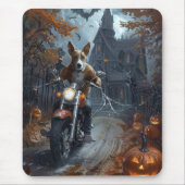 Basenji Riding Motorfiets Halloween Eng Muismat (Voorkant)