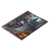 Basenji Riding Motorfiets Halloween Eng Notitieboek (Linkerzijde)