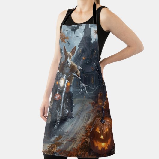 Basenji Riding Motorfiets Halloween Eng Schort (Insitu)