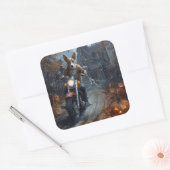 Basenji Riding Motorfiets Halloween Eng Vierkante Sticker (Envelop)