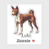 Basenji Rood wit Gepersonaliseerde naam Schattige Sticker (Vel)
