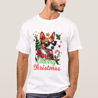 Basenji Santa Hat vrolijk T-shirt