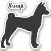 Basenji Silhouette Cool Hondenras Vinyl Sticker (Voorkant)