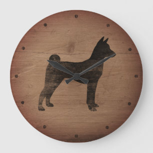 Basenji Silhouette Rustic Grote Klok