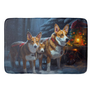 Basenji Sneeuw slee Christmas decoratie Badmat