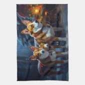 Basenji Snowy Sleigh Kerstdecoratie Theedoek (Verticaal)