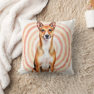 Basenji-waterverf rimpelpatroon kunst kussen
