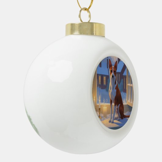 Basenji With Christmas Lights Holiday Keramische Bal Ornament (Links)