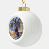 Basenji With Christmas Lights Holiday Keramische Bal Ornament (Rechts)
