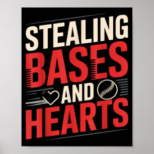 Bases en harten stelen honkbaltrefwoorden sport -  poster