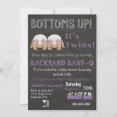 Bases Twins Baby-Q Baby shower Invitation (Devant)