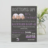 Bases Twins Baby-Q Baby shower Invitation (Debout devant)