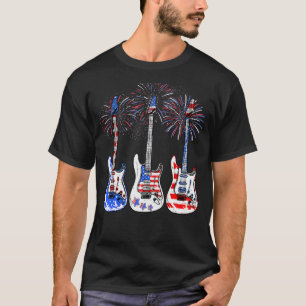 Basgitaar Vlag VS 4 juli Onafhankelijkheidsdag T-shirt