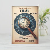 Bash Clue Spy Escape Room 7e Verjaardag uitnodigin Kaart (Staand voorkant)