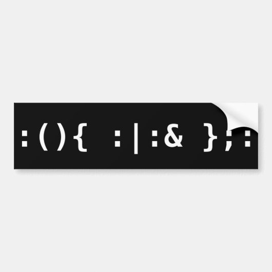 Bash Fork Bomb Command Line Hacker White Text Bumpersticker (Voorkant)