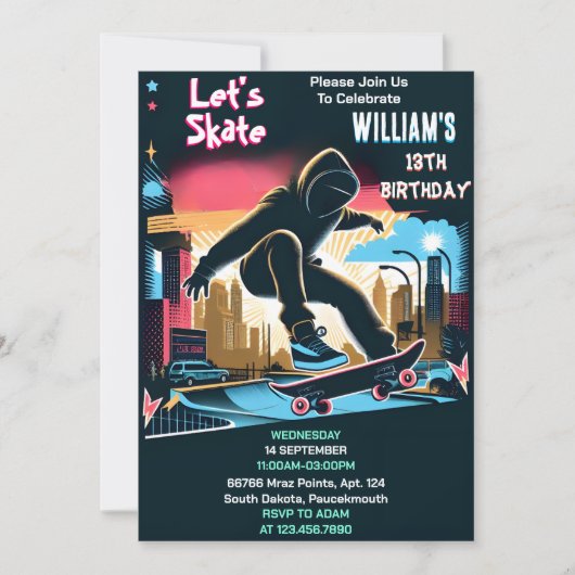Bash Scooter Jump Zone Skateboarden 13e Verjaardag Kaart (Voorkant)