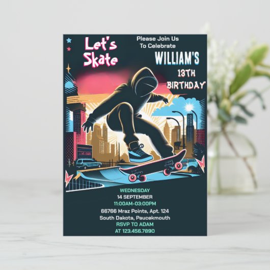 Bash Scooter Jump Zone Skateboarden 13e Verjaardag Kaart (Staand voorkant)