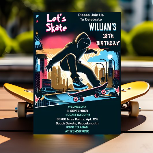 Bash Scooter Jump Zone Skateboarden 13e Verjaardag Kaart