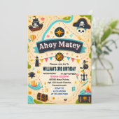 Bash Ship Kinder Cool Flag Boat Pirate 4th Verjaar Kaart (Staand voorkant)