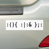 Bash Vork Bomb Command Line Hacker Zwart Tekst Bumpersticker (Op auto)
