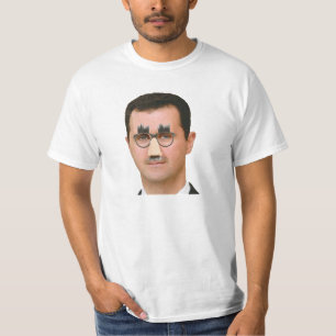 Bashar Al-Assad avec le T-shirt drôle en verre