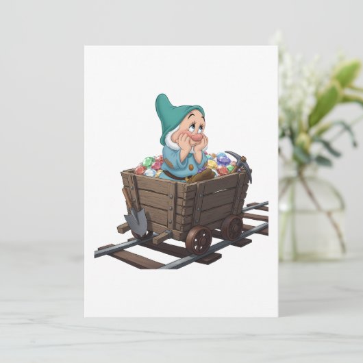 Bashful Snow White Mining Cart Diamond Art Kaart (Staand voorkant)