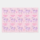 Bashful Unicorn personaliseer de naam Roze sterren Inpakpapier Vel (Voorkant 2)