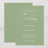 Basic and Elegant Wedding Sage Green Invitation Kaart (Voorkant / Achterkant)