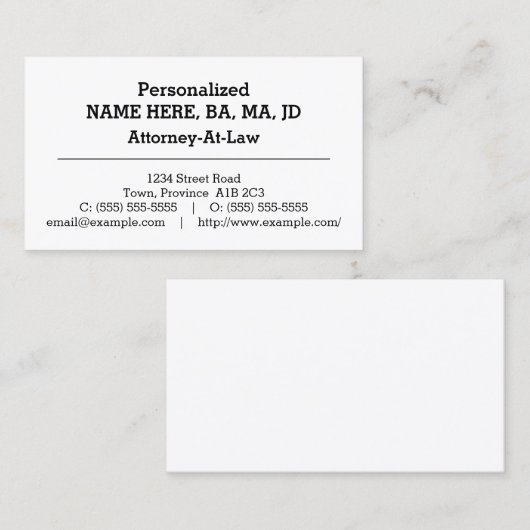 Basic Attorney Visitekaartje (Voorkant / Achterkant)