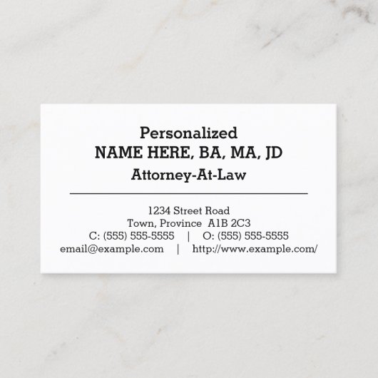 Basic Attorney Visitekaartje (Voorkant)