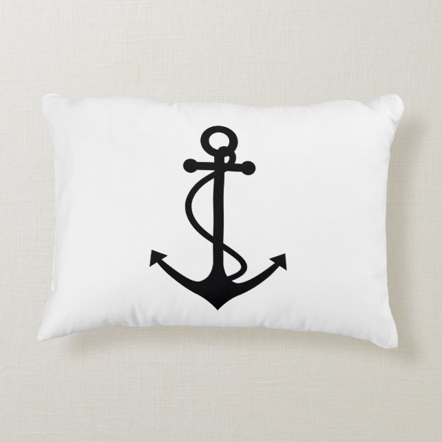 Basic Black Anchor Decoratief Kussen (Achterkant)