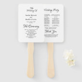 Basic Black and White Wedding Ceremony Program Han Handwaaier (Voorkant en achterkant)