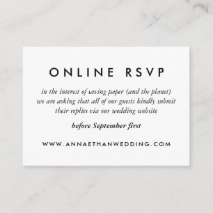 Basic Black and White Wedding Online RSVP-kaart Informatiekaartje