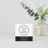 Basic Black Business Logo QR Code  Vierkante Visitekaartje (Staand voorkant)