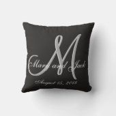 Basic Black Fabulous Wedding Monogram - Uitstekend Kussen (Achterkant)