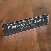 Basic Black met witte naam en professionele titel Naambordje (Zijkant)