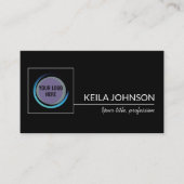 Basic Black QR Code Business Logo Aangepast Visitekaartje (Voorkant)