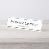 Basic Black White Name en Professional Title Bureau Naambordje (Voorkant)