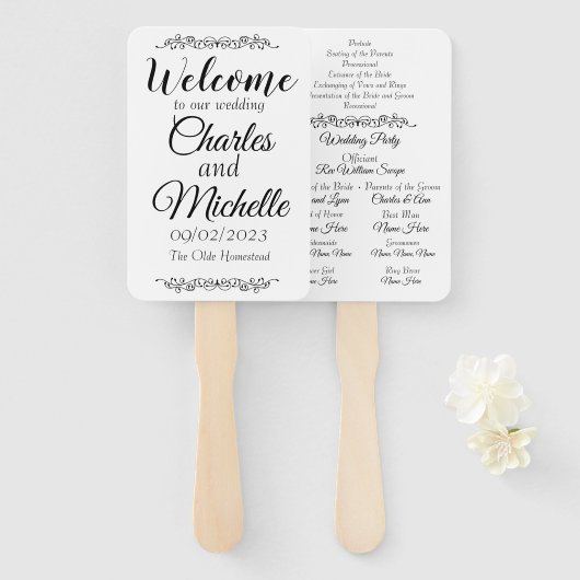 Basic Blank Weduwprogramma Fans Handwaaier (Voorkant en achterkant)