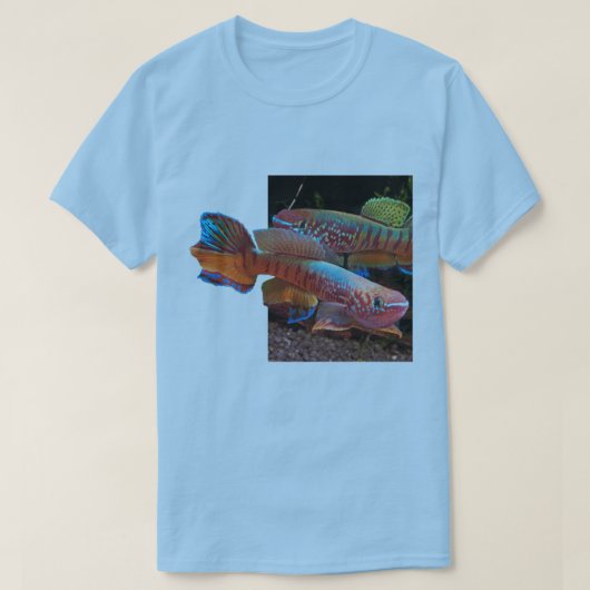 Basic Blue T-shirt met Gularis Killifish (Design voorkant)