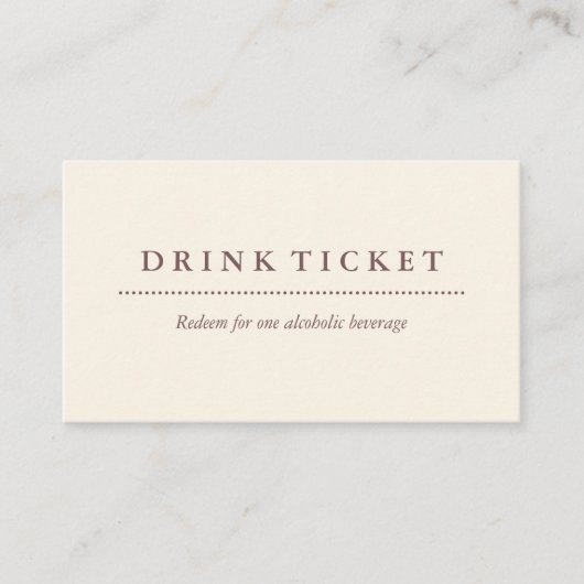 Basic Clean Eggshell Brown Drink Ticket (Voorkant)