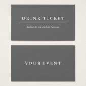 Basic Clean Grey Drink Ticket Visitekaartjes (Voorkant /achterkant)