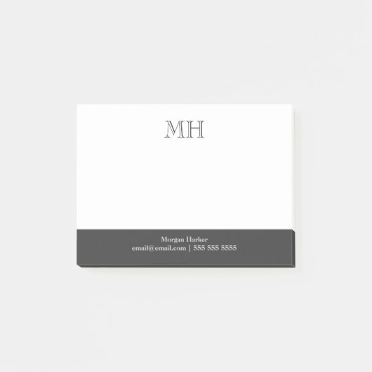 Basic Clean Initialen White Grey Post-it® Notes (Voorkant)