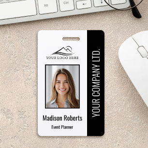 Basic Company Logo Photo Black Employee Security Badge