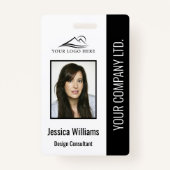 Basic Company Logo Photo Black Employee Security Badge (Voorkant)