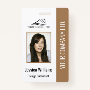 Basic Company Logo Photo Brown Employee Security Badge