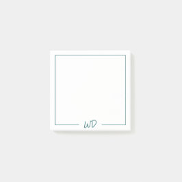 Basic Donker Blauwgroen Groen Monogram Initialen Post-it® Notes