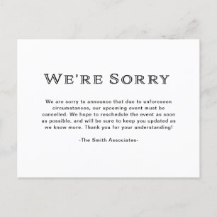 Basic Elegant Black and White Cancelation Aankondigingskaart