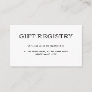 Basic Elegant Black en White   Cadeauregister Informatiekaartje